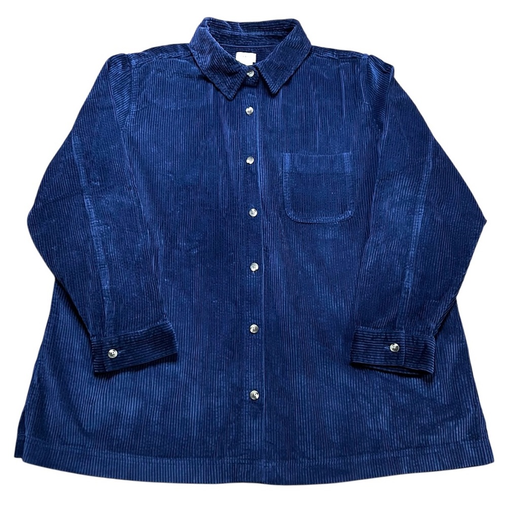 Vintage LL Bean Corduroy Navy Blue Button Up Long Sleeve Men's XXL Grunge 1990s
